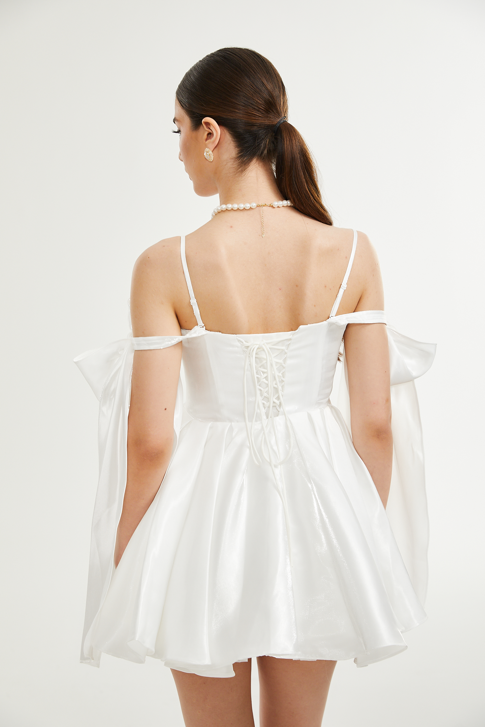 Catiana Bow Detail Flared Dress - Elegant Women's Party & Wedding Guest Dress for Special Occasions