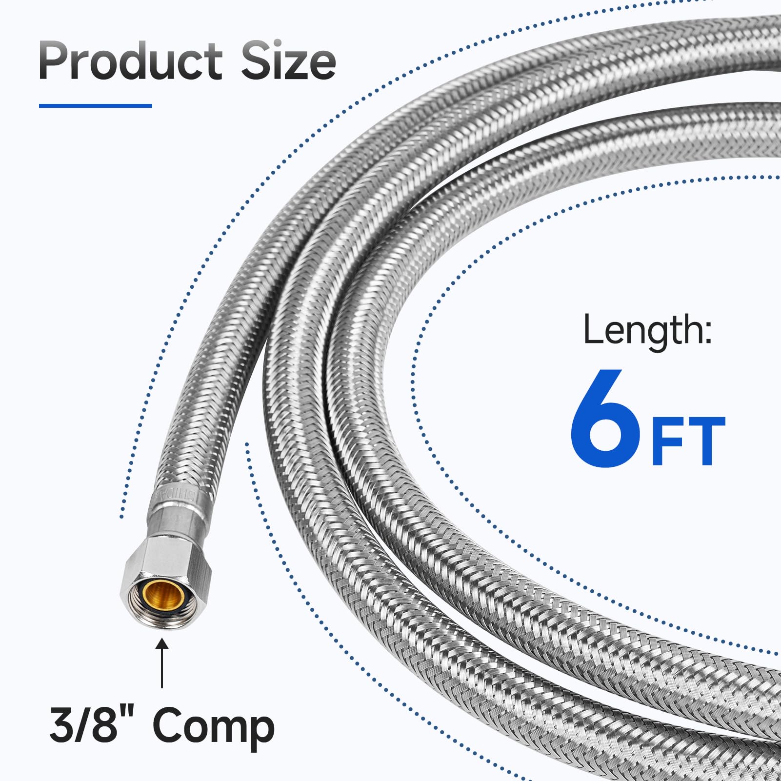 6 FT Stainless Steel Dishwasher Installation Kit with 3/8