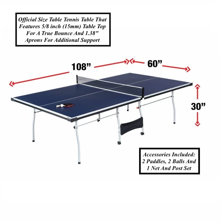 **Foldable Indoor Ping Pong Table with Wheels - Includes 2 Paddles, 2 Balls, Net & Post Set - Portable Design for Easy Storage & Movement - Perfect for Home, Office, or Gym - Great Christmas & New Year Gift**