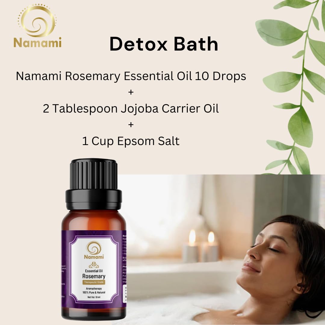 Namami 100% Pure Rosemary Essential Oil (10ml) - Natural Hair Growth Oil for Men & Women, Skin Nourishment, Stress Relief - Aromatherapy Diffuser Oil for Home, Spa & Massage - Therapeutic Grade Essential Oil for Quick Hair Regrowth & Relaxation