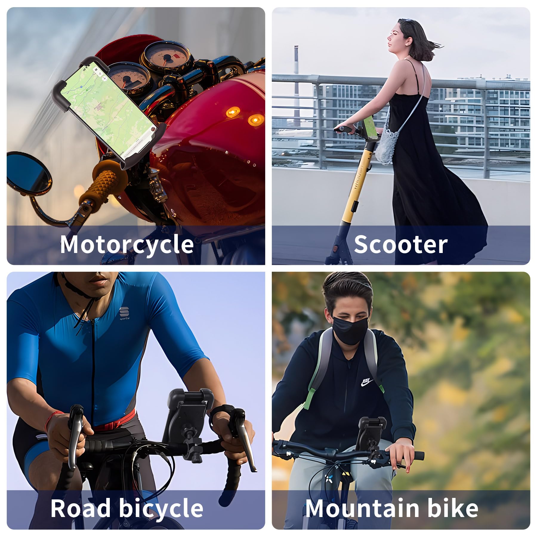 VATAPO Motorbike Phone Mount - Universal Bike/Scooter Phone Holder, Secure Cell Phone Clamp for 4.7-7.2