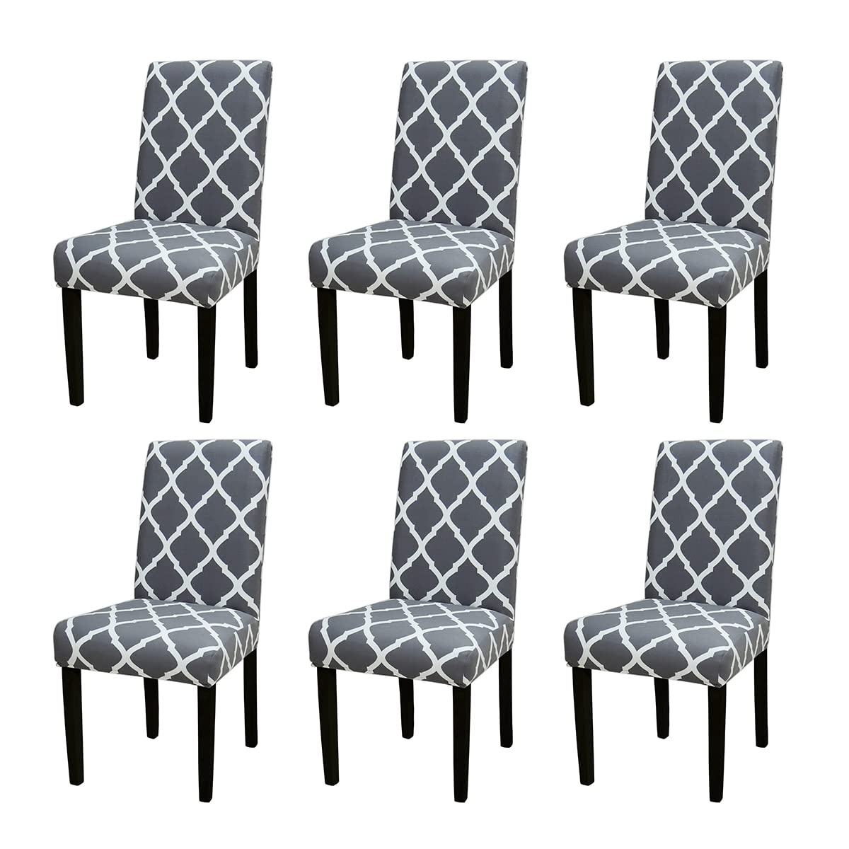 6-Piece Stretch Removable Washable Short Dining Chair Covers - Spandex Chair Protector Slipcovers for Home, Hotel, Banquet, Wedding & Party (Style 18) - Perfect for Everyday Use, Special Events & Home Decor