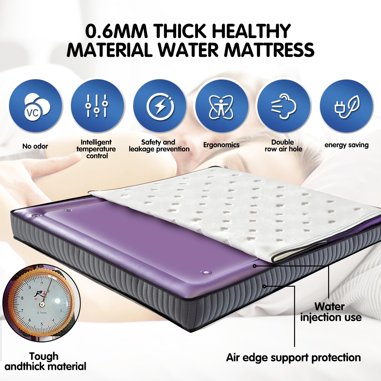 Free Flow Full Wave Waterbed Mattress - Queen Size 60