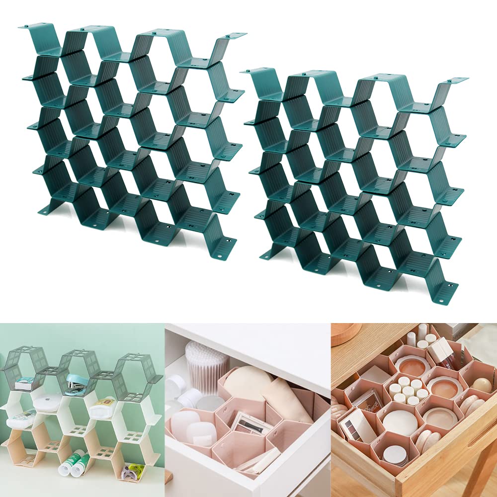 KOBSAINF Honeycomb Drawer Organizer Divider - 2PCS Adjustable Plastic Grid Organizers for Baby Clothes, Belts, Ties & Makeup | DIY Dresser Storage Solution for Bedroom, Nursery & Closet Organization