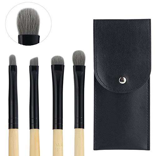 RANCAI Professional Eyeshadow Makeup Brush Set - 4 Piece Precision Eyeliner & Blending Brushes with Soft Bristles & Travel Pouch | Perfect for Everyday Makeup, Smokey Eyes, and Travel Beauty Essentials