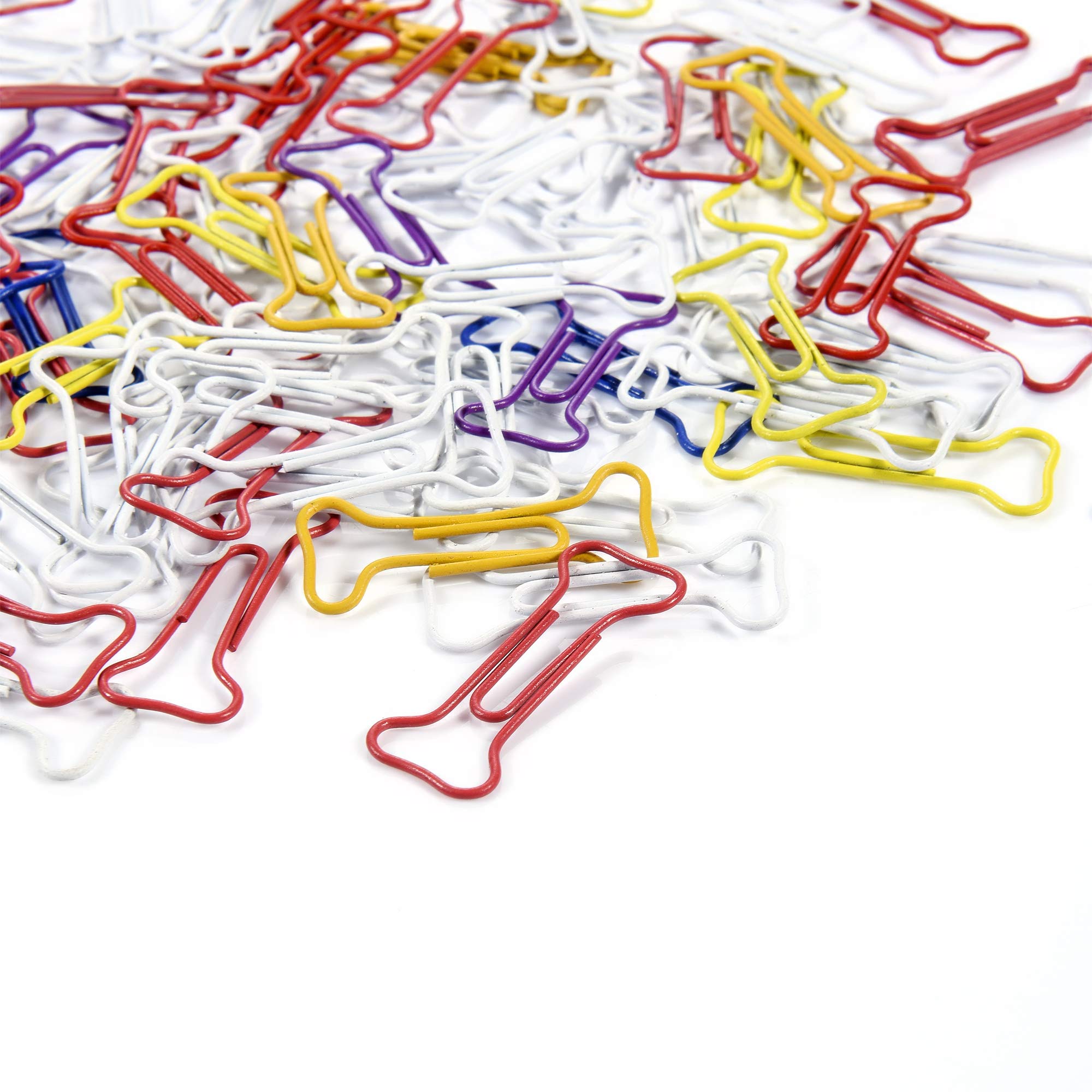 Beautyflier 100 PCS Colorful Bone Shape Metal Paper Clips for Office, School & Home Organization - Office Supplies for Documents, Notes & Crafting