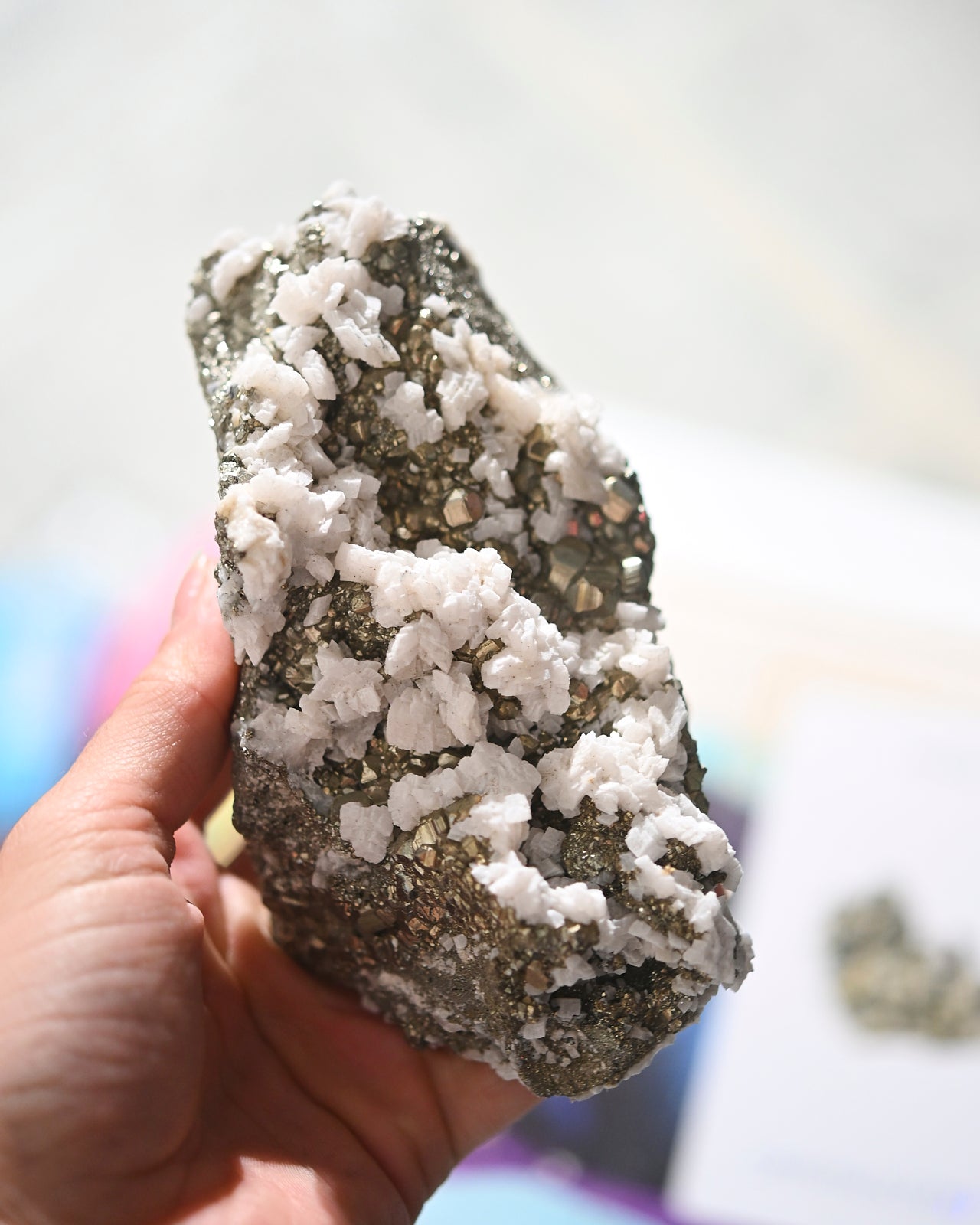 Natural Pyrite and Calcite Crystal Cluster - Raw Mineral Specimen for Home Decor, Meditation & Healing | Feng Shui, Gift Idea, Collection Display