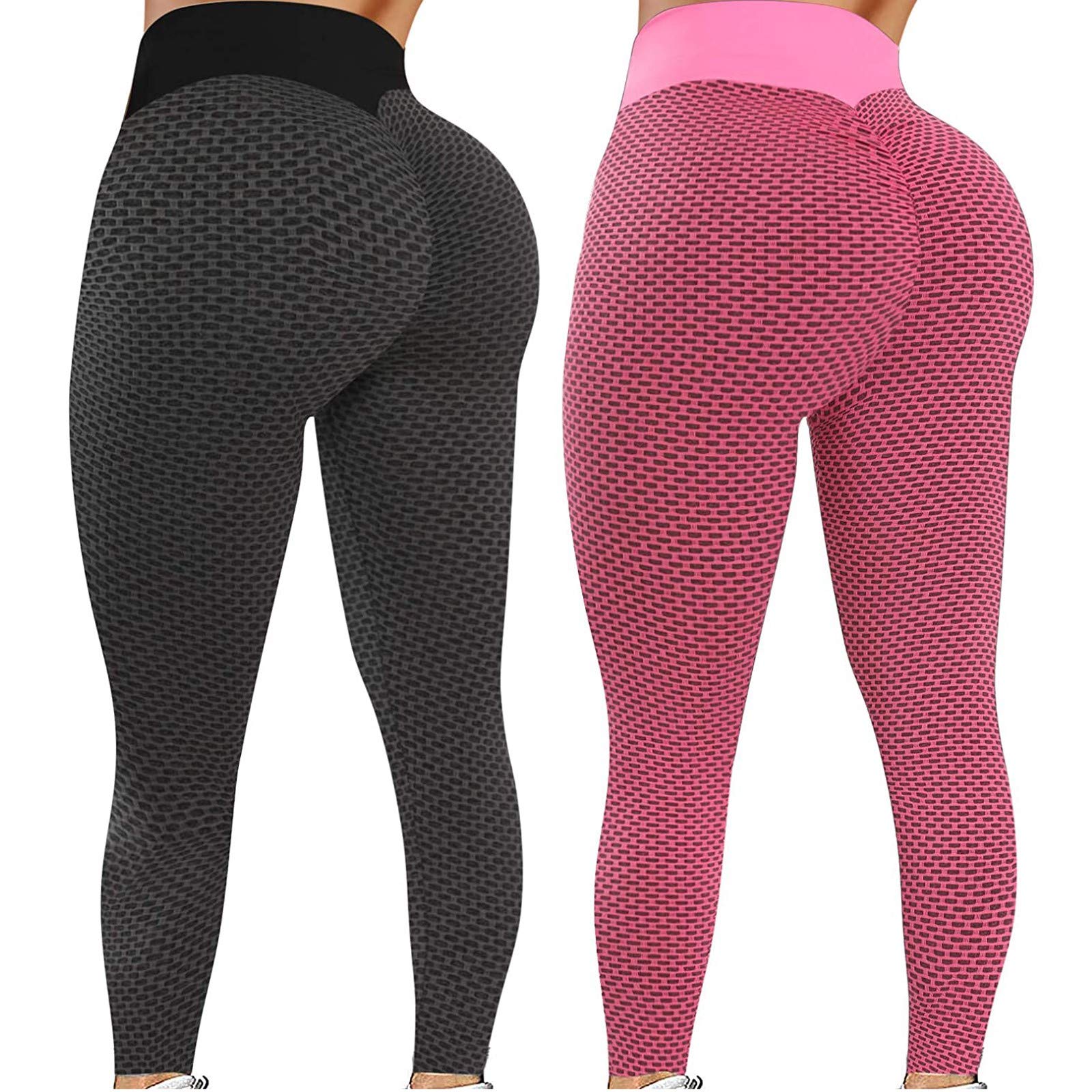 KKUY Women's High Waisted Yoga Leggings 2-Pack - Stretchy Workout Pants for Running, Gym & Fitness - TikTok Viral Trendy Sweatpants for Women's Activewear & Lounge Wear