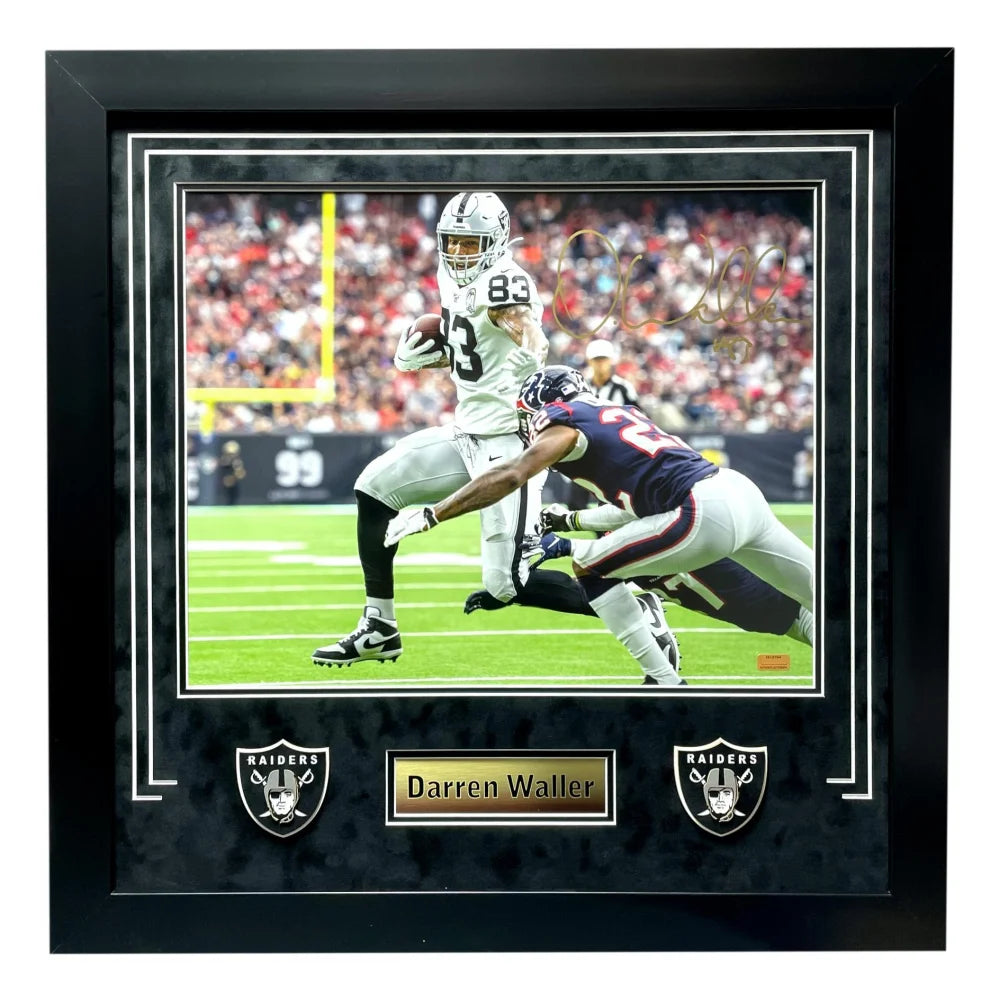 Darren Waller Autographed Las Vegas Raiders 16x20 Framed Photo with Inscriptagraphs COA - Perfect for NFL Memorabilia Collectors and Raiders Fans