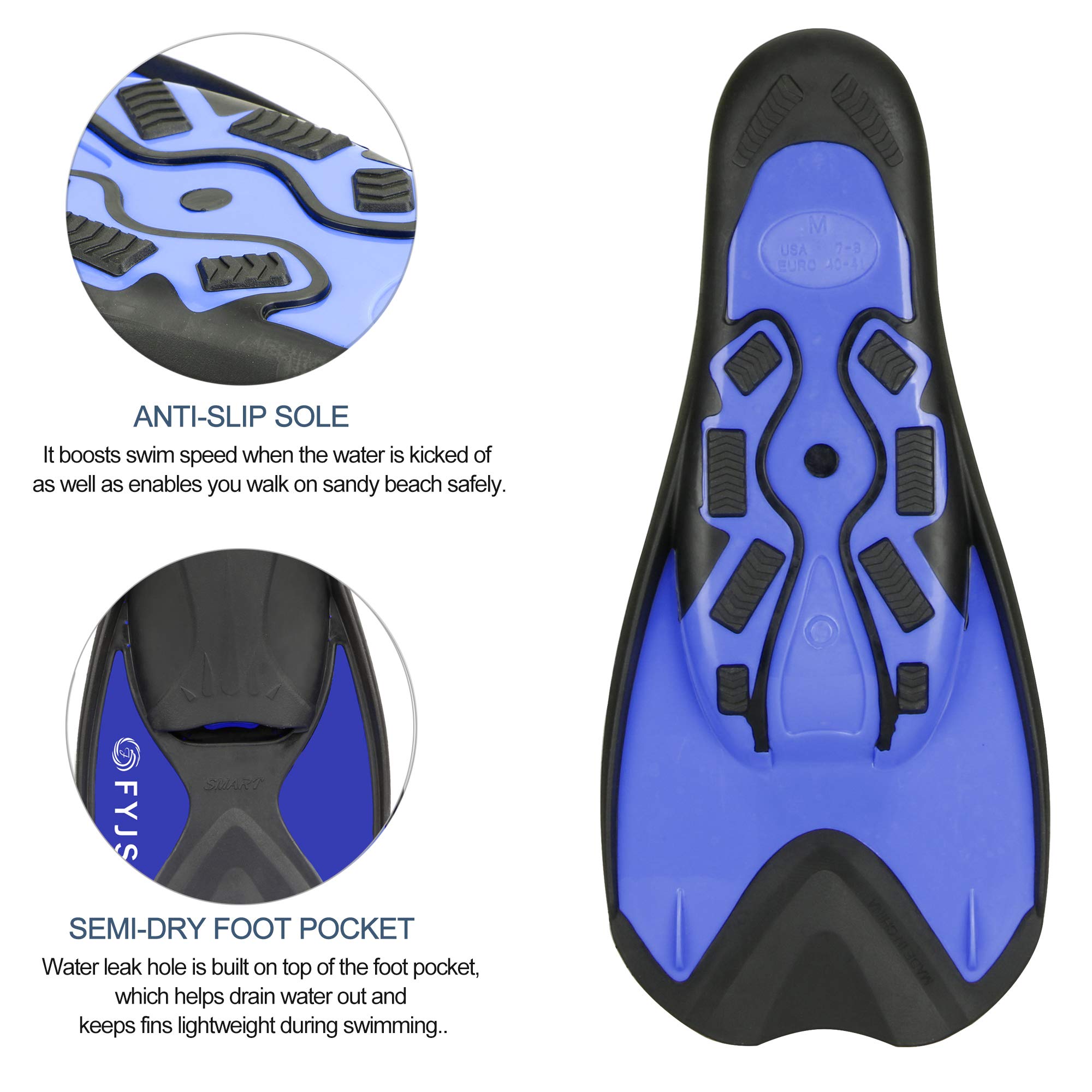 Compact Travel Swim Fins for Adults - Short Diving Flippers with Mesh Carry Bag - Perfect for Snorkeling, Pool Training & Beach Vacations