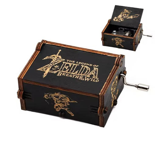 Hand-Cranked Wooden Music Box - Zelda & One Piece Themed - Perfect for Gifts, Collectibles, and Home Decor