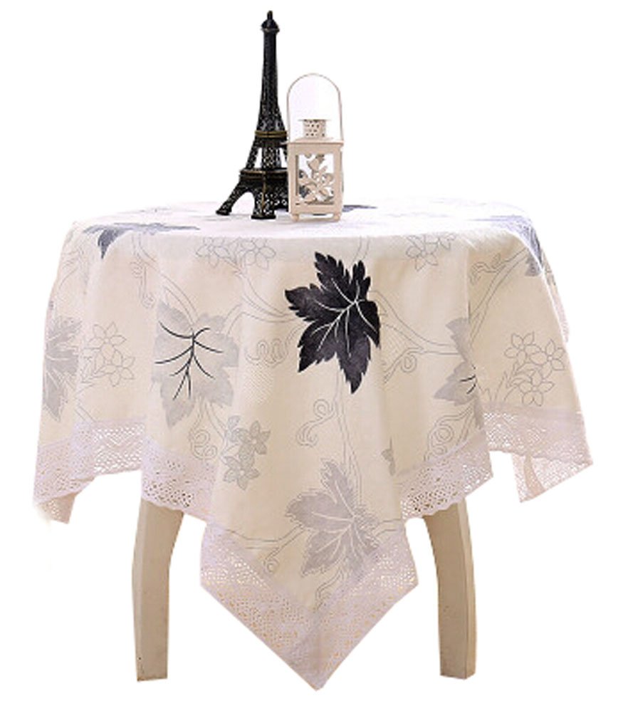 Elegant Gray Round Farmhouse Tablecloth - Black Temptation Pastoral Table Cover for Dining Room, Kitchen & Outdoor Picnics