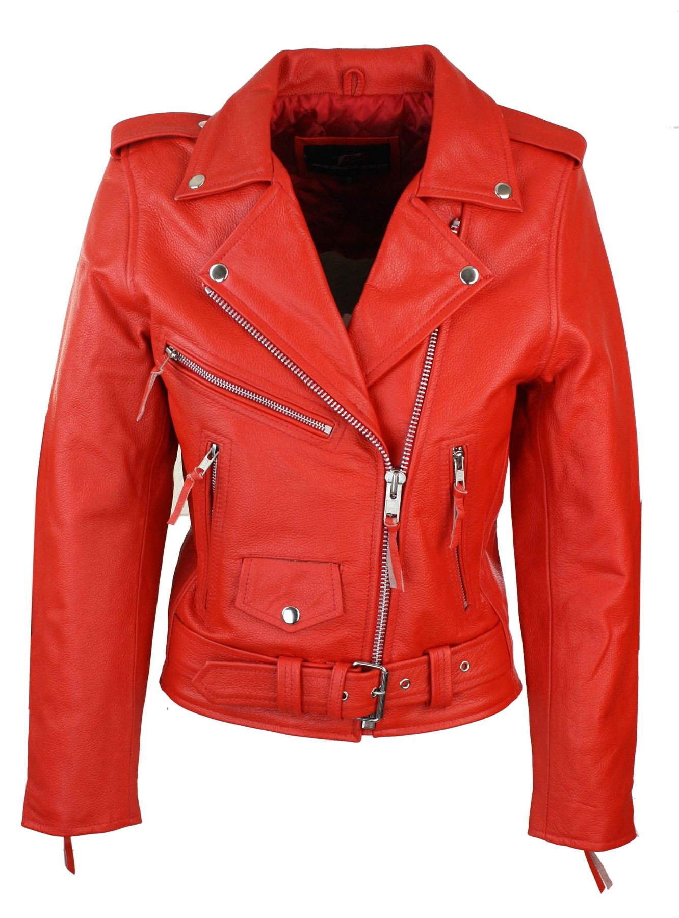Women's Classic Brando Biker Motorcycle Leather Jacket - Genuine Hide, Stylish & Durable for Riding & Fashion