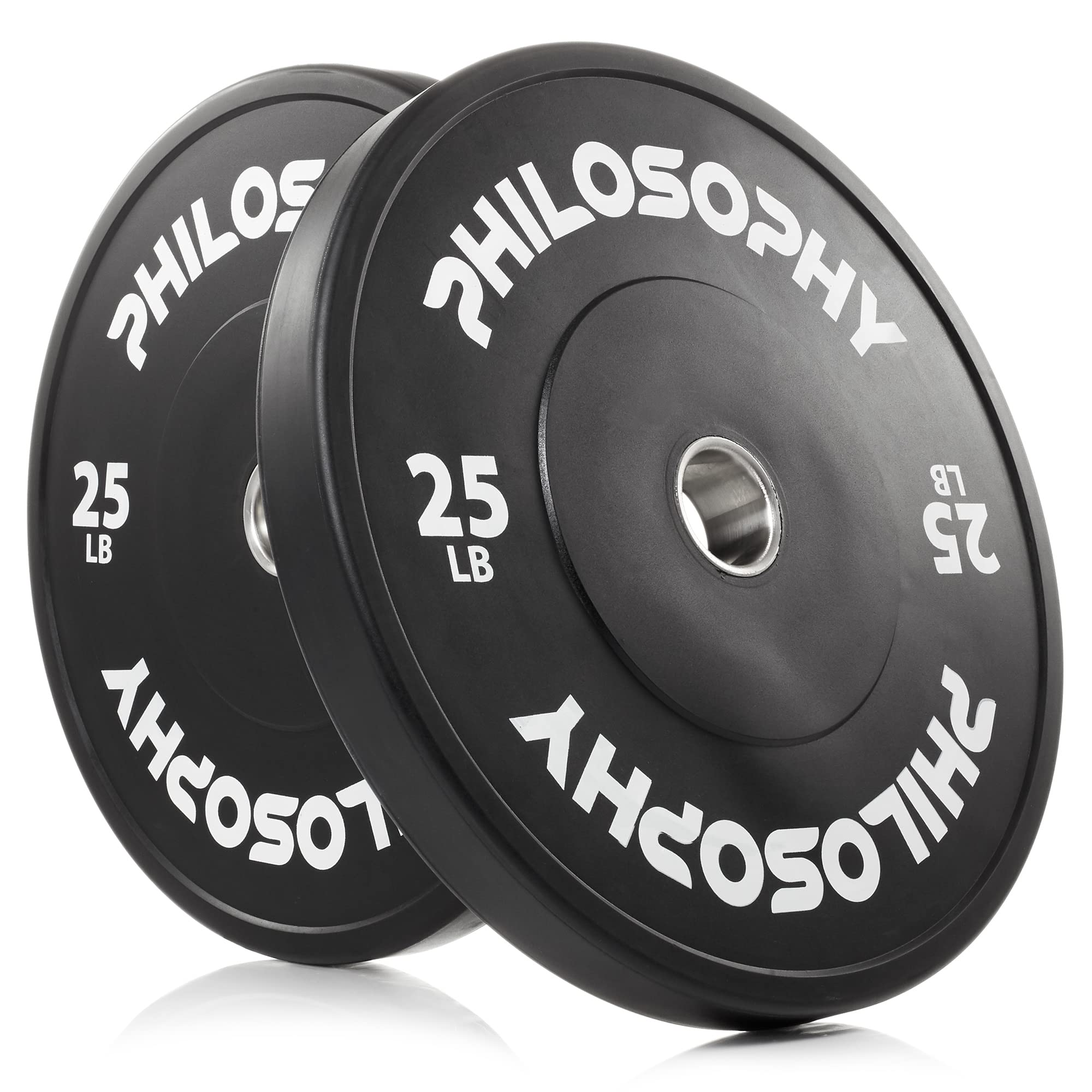 Olympic 2-Inch Rubber Bumper Plates - Set of 2 Black Gym Weight Plates for CrossFit, Powerlifting & Home Workouts