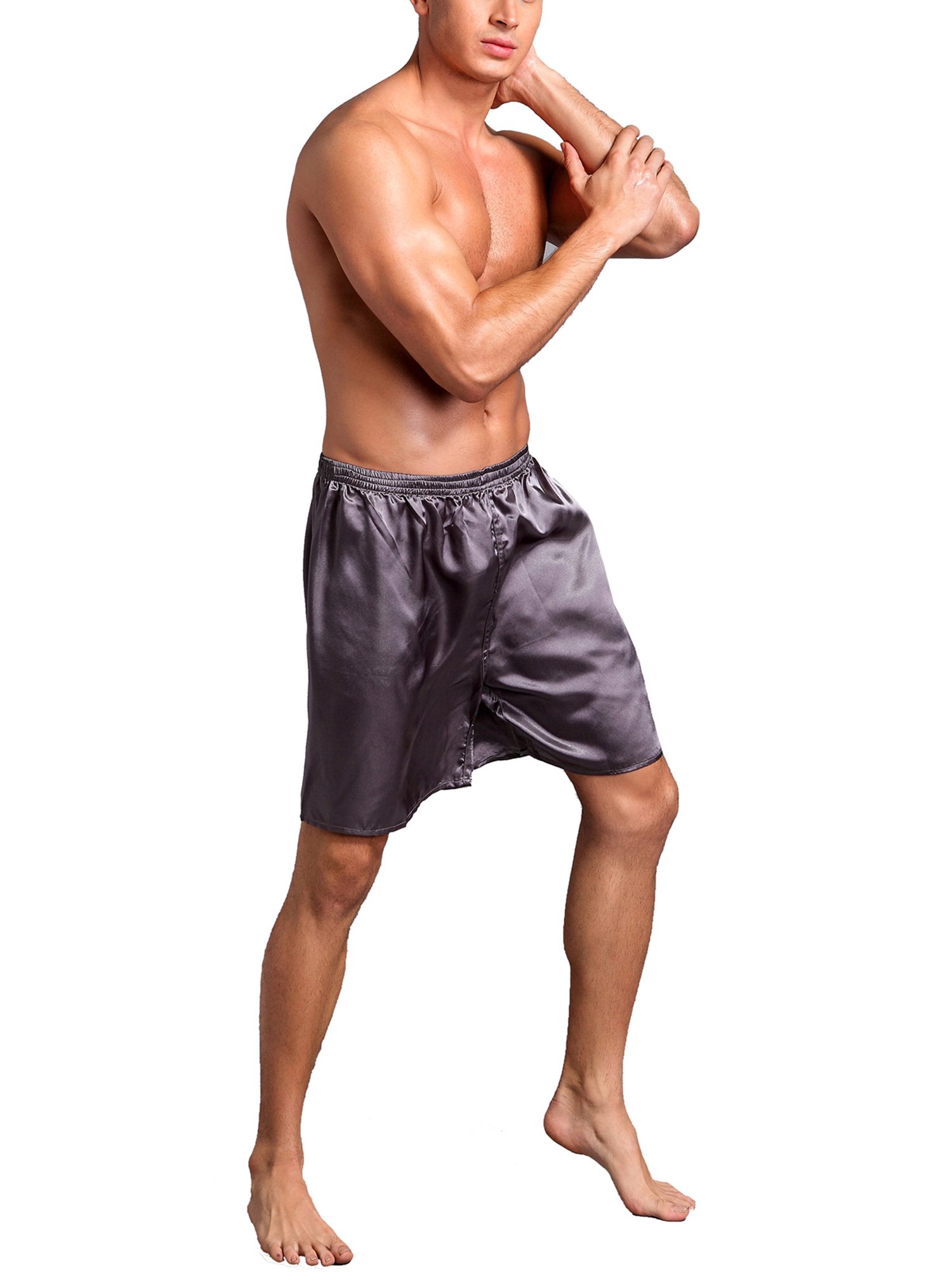 Men's Satin Sleep Shorts 2-Pack - Soft Lounge Shorts for Comfortable Nightwear & Relaxing at Home