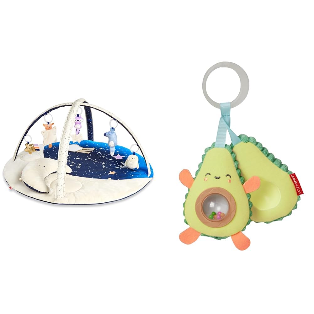 Skip Hop Baby Play Gym - Celestial Dreams Grey Developmental Activity Center & Farmstand Avocado Stroller Toy | Newborn Tummy Time Mat, Infant Sensory Play, Montessori Learning Toy for 0-12 Months