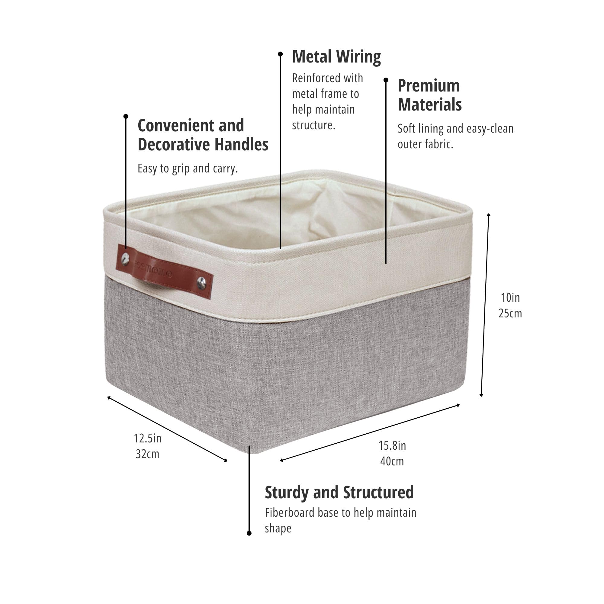 DECOMOMO Fabric Storage Bins - XL 4-Pack Grey & White Storage Baskets for Shelves, Closet Organization, Toys, Nursery - Perfect for Home, Office & Kids Room Storage Solutions