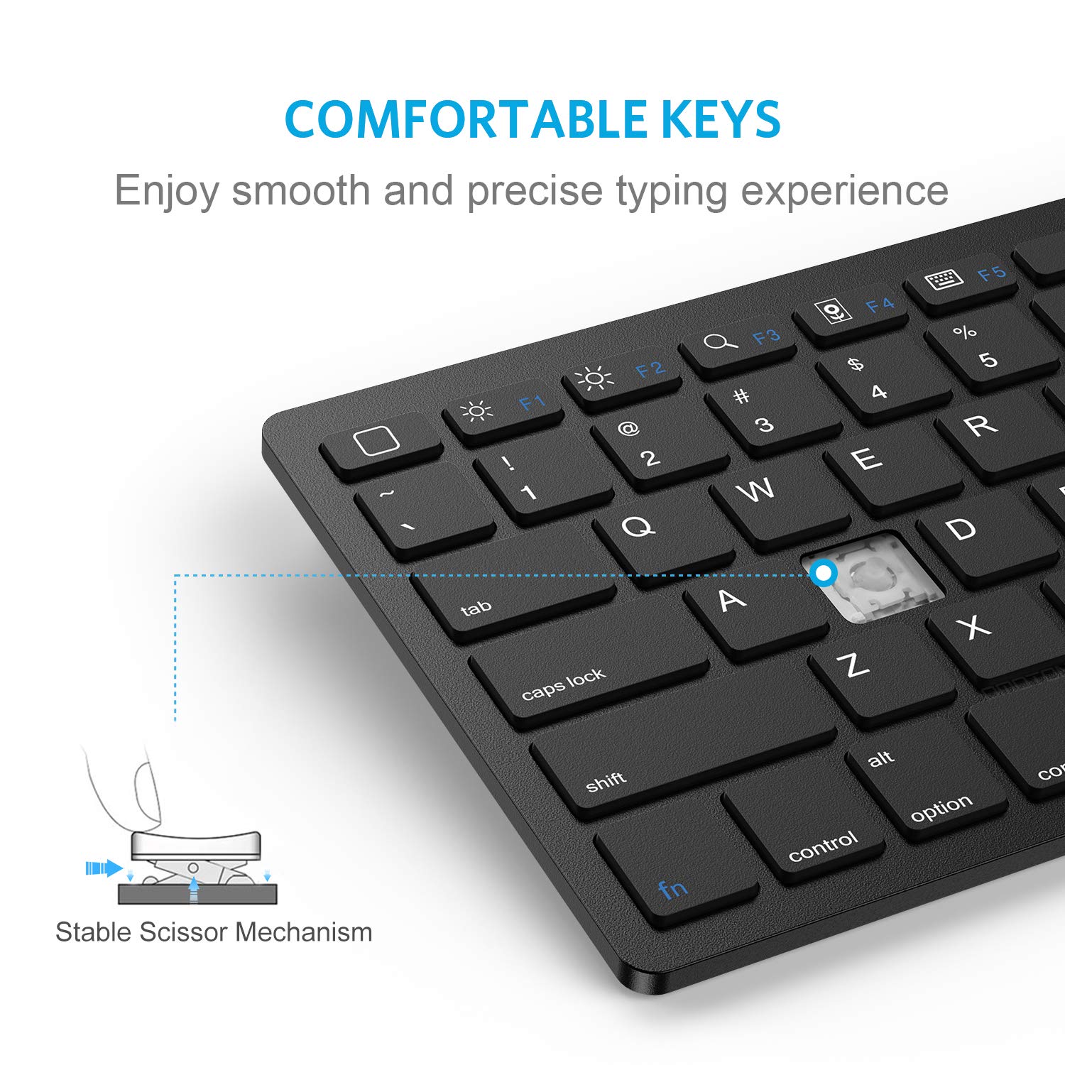 OMOTON Wireless Bluetooth Keyboard Compatible with iPad 10th Gen, iPad Pro 13/12.9/11 inch, iPad Air 13/11 inch, iPad Mini - Slim Portable Keyboard for Typing, Office Work, and Home Use (Black)