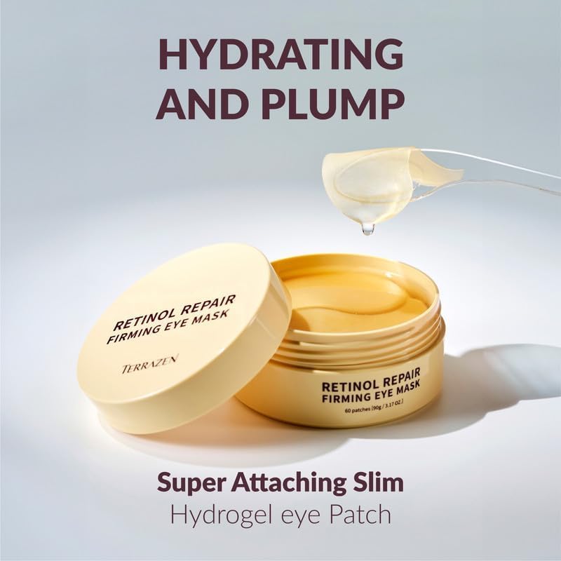 Premium Korean Hydrogel Eye Patches with Retinol & 24K Gold - Dark Circle Treatment, Anti-Puffiness & Anti-Aging Eye Mask - Infused with Collagen Booster & Vitamin C - Soothing Cooling Gel for Wrinkles & Fine Lines (60 Pcs) - Perfect for Nighttime Skincare & Travel Beauty Routine