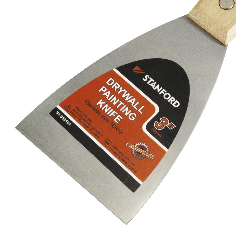 Stanford - 75mm Stainless Steel Spatula with Wooden Handle for Baking, Cooking, and Kitchen Use