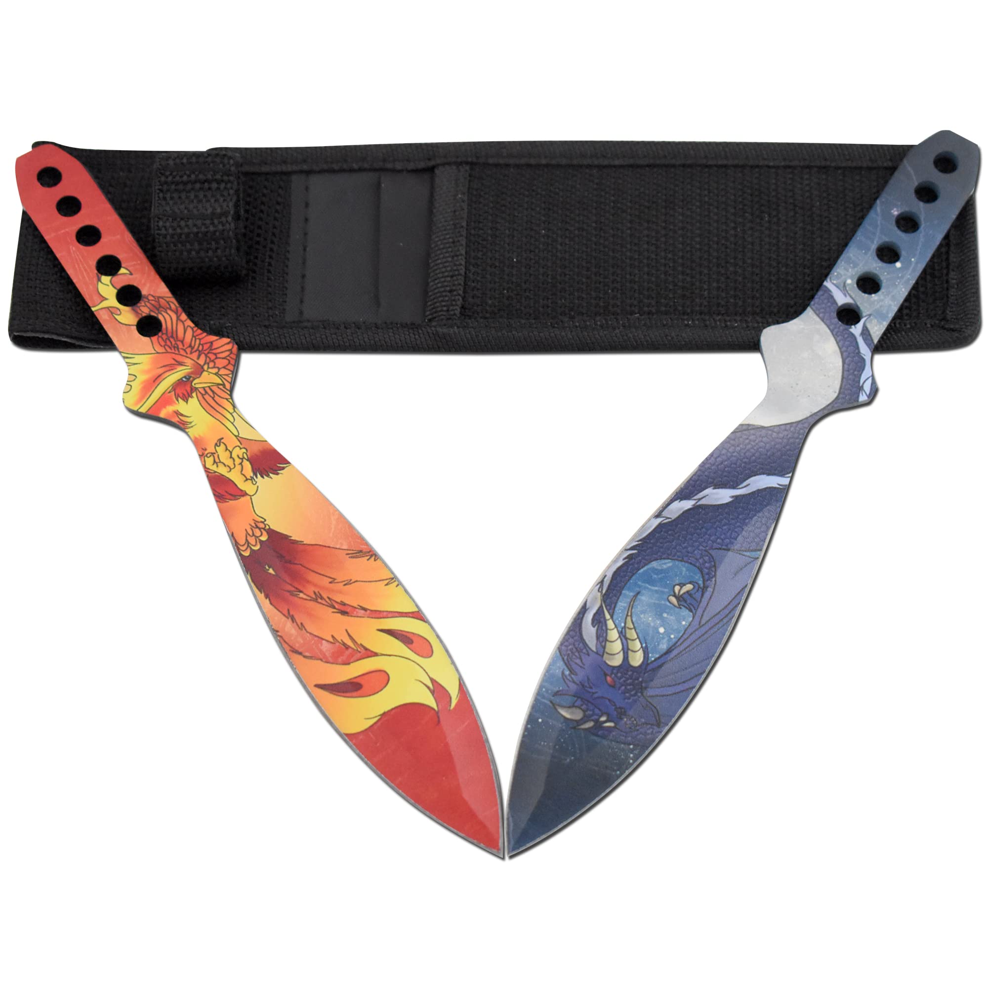 Snake Eye Tactical 9-Inch Stainless Steel Throwing Knives Set with Nylon Belt Sheath - Perfect for Outdoor Survival, Hunting, and Tactical Training