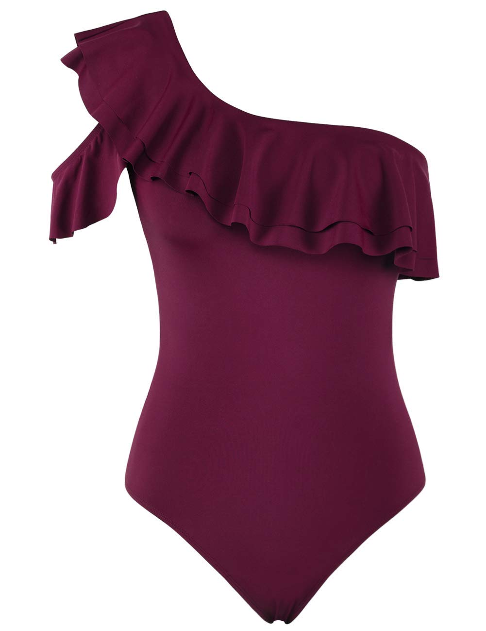 Hilor Women's One Shoulder Asymmetric One Piece Swimsuit Ruffled Bathing Suit - Sexy Beachwear for Pool, Vacation & Summer Fashion