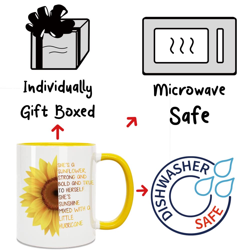 Sunflower Coffee Mug with Inspirational Quotes - Unique Gift for Women, Best Friends, Sisters & Moms - Perfect for Mother's Day, Birthday, Thanksgiving & Get Well Soon - Great for Coffee, Tea & Office/Home Decor
