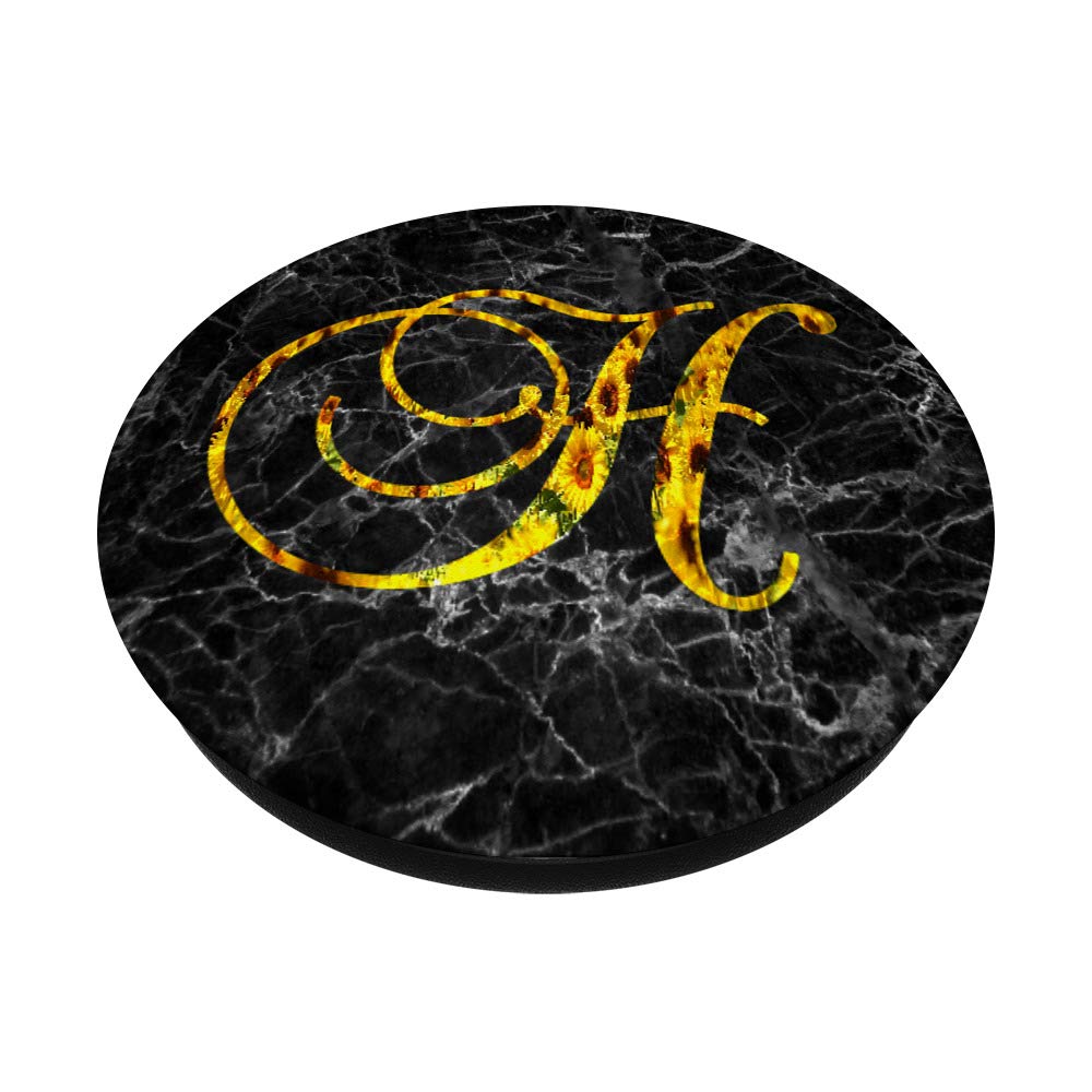Sunflower Garden Flower Nature Initial Monogram Letter PopSockets - Phone Grip & Stand for iPhone, Samsung, Tablets - Perfect for Outdoor Picnics, Gardening & Nature Lovers