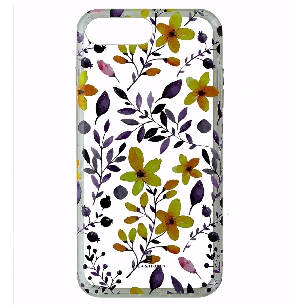 Premium Milk & Honey Floral Design Clear Phone Case for Apple iPhone 7 Plus / 6s Plus - Slim Protective Cover with Flower Patterns - Perfect for Spring Fashion, Everyday Use & Gift Giving