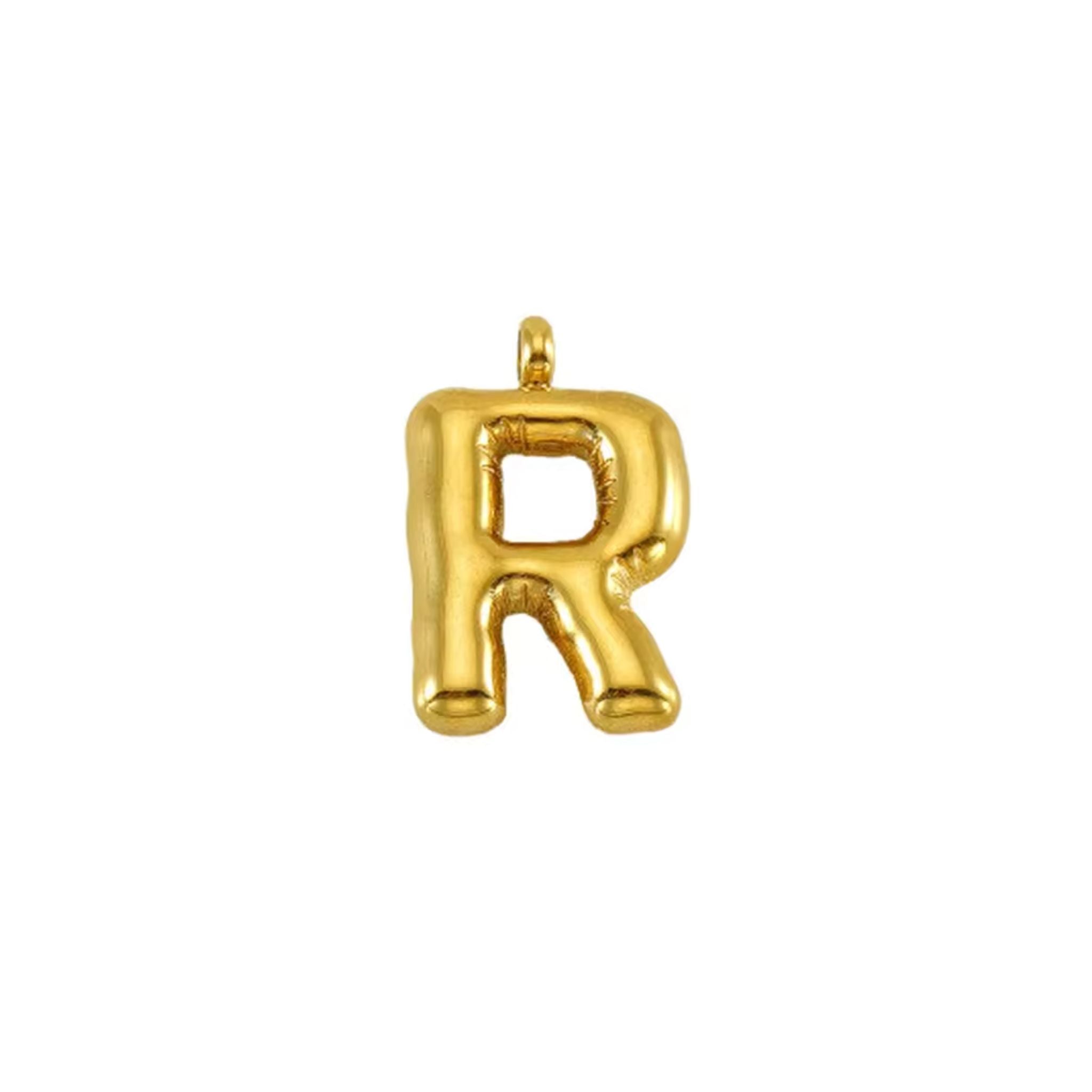 Puffy Gold Letter Pendant Necklace - 14K Gold Plated Initial Charm Jewelry for Women - Perfect for Gifts, Birthdays & Everyday Elegance
