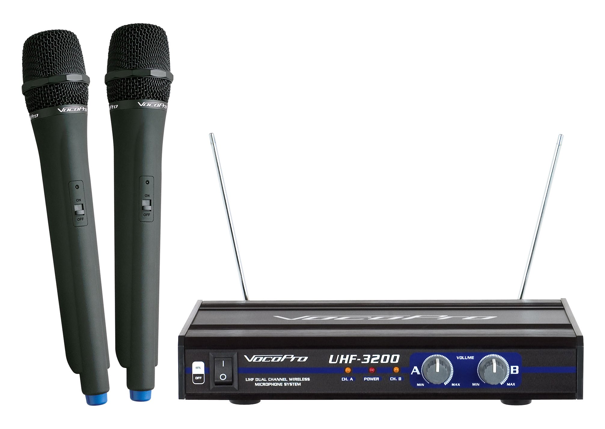 VocoPro UHF-3200 Dual Channel Wireless Microphone System for Karaoke, Live Performances & Public Speaking - Professional UHF Wireless Mic Set with Crystal Clear Sound