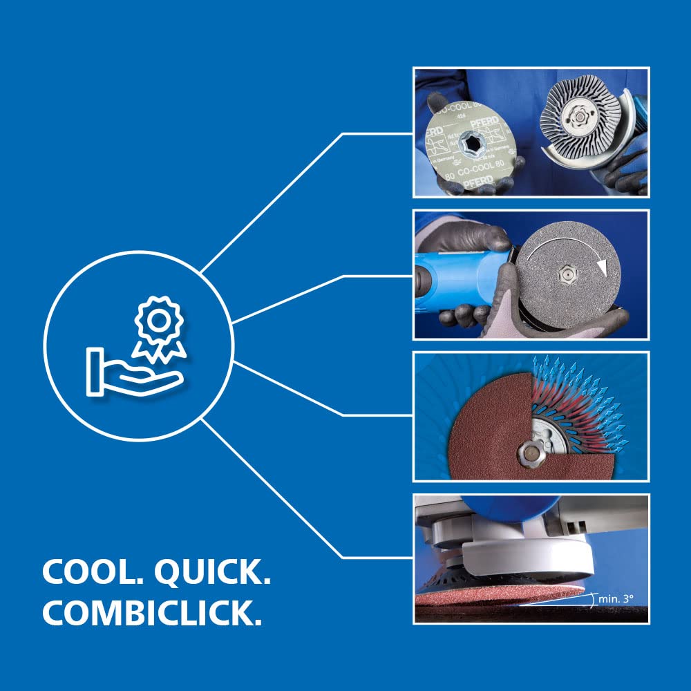 PFERD COMBICLICK 5-Inch 19-Piece Disc Set | 5/8-11 Thread | Coarse Grinding to Polishing | Angle Grinder Accessories | Perfect for Metalworking, Wood Sanding & Surface Preparation