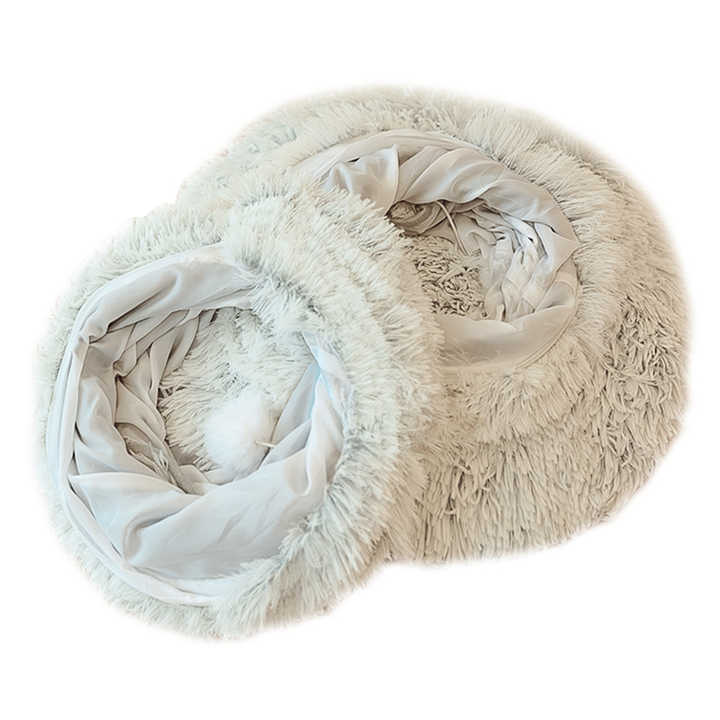 Cozy Plush Cat Bed with Hidden Tunnel - Soft Rainbow Design for Indoor Cats | Perfect for Playtime & Nap Time