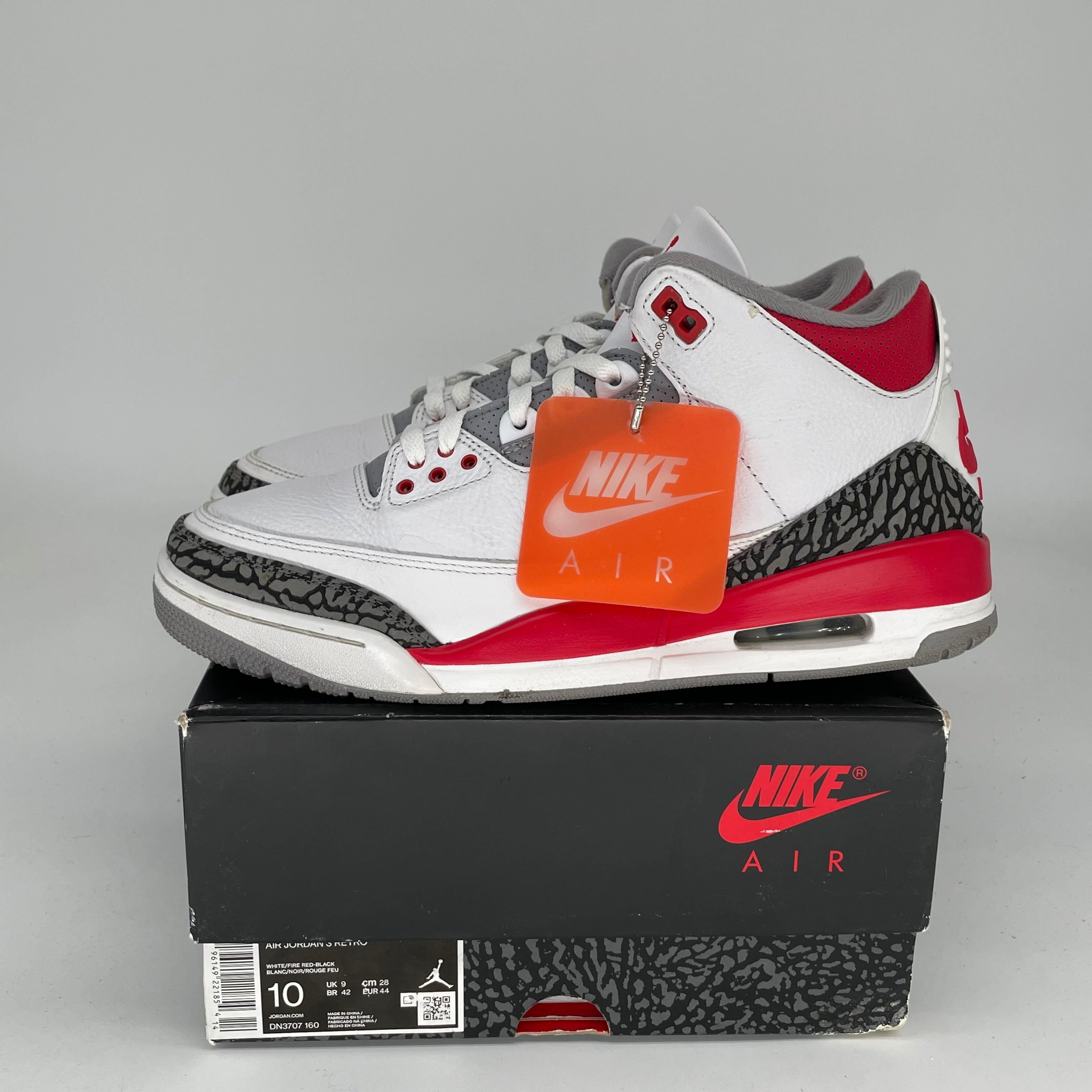 Original Air Jordan 3 Retro 'Fire Red' Men's Basketball Shoes - Size 10 (DN3707-160) | Authentic Nike Sneakers for Sports, Streetwear & Collectors