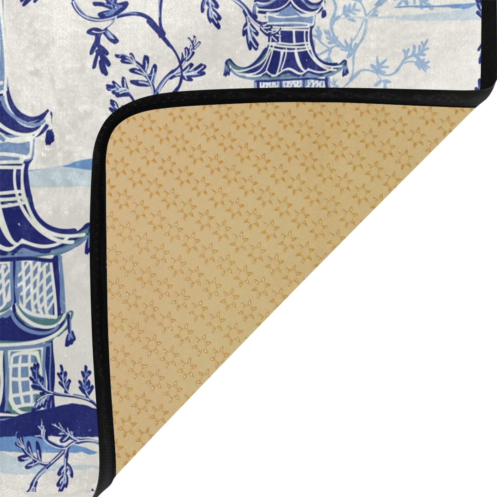 Susiyo Anti-Fatigue Kitchen Mat - Non-Slip Chinoiserie Pagoda Design Floor Rug, Oil & Stain Resistant, Easy Clean for Indoor/Outdoor Use - Perfect for Kitchens, Bathrooms & Entryways