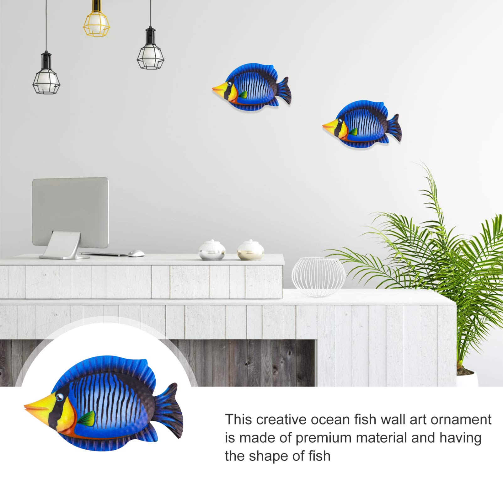 Handmade Wrought Iron Fish Wall Art - Coastal Beach Fishing Decor for Living Room, Bedroom & Outdoor Patio