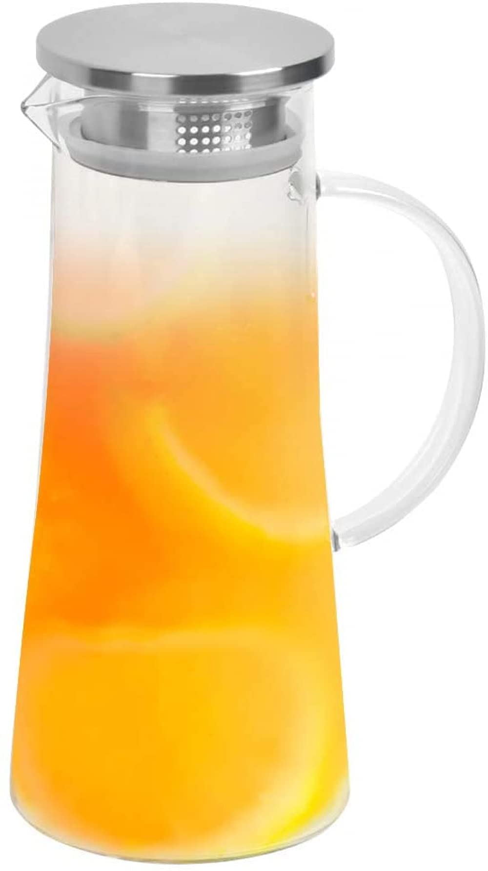 Large-Capacity Glass Pitcher with Lid - Cold Water Jug, Juice Dispenser & Tea Pot - Perfect for Iced Tea, Lemonade & Party Beverages