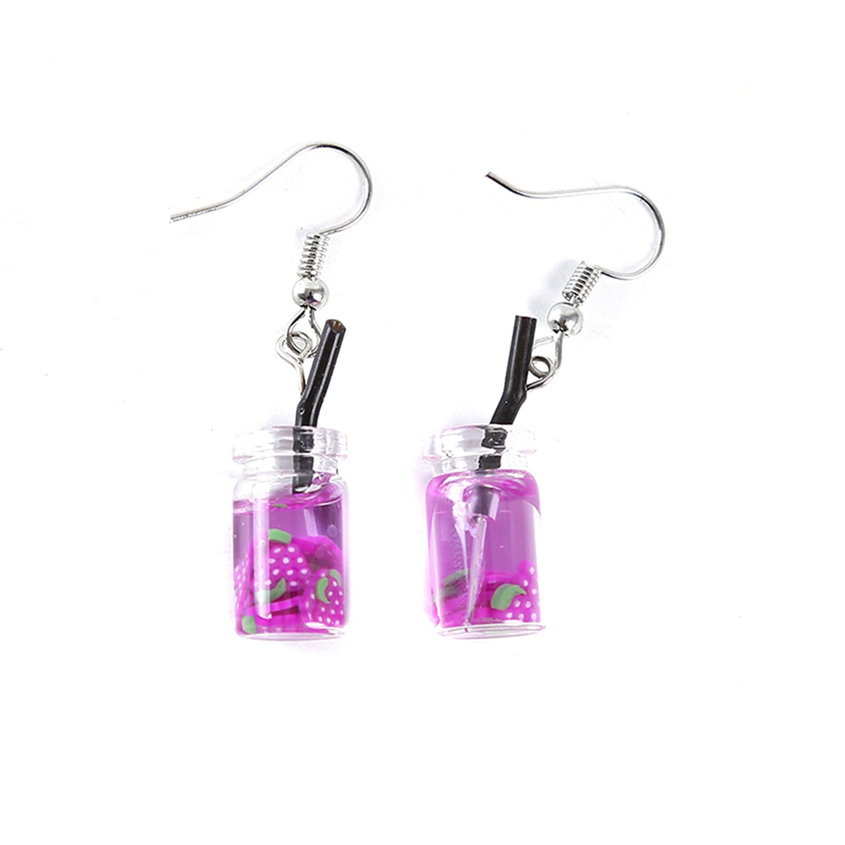 Littlepa Women's Cute Purple Grape Dangle Stud Earrings - Funny Milk Tea Drop Earrings for Christmas & Birthday Gifts | Perfect for Casual Wear, Parties & Jewelry Collections