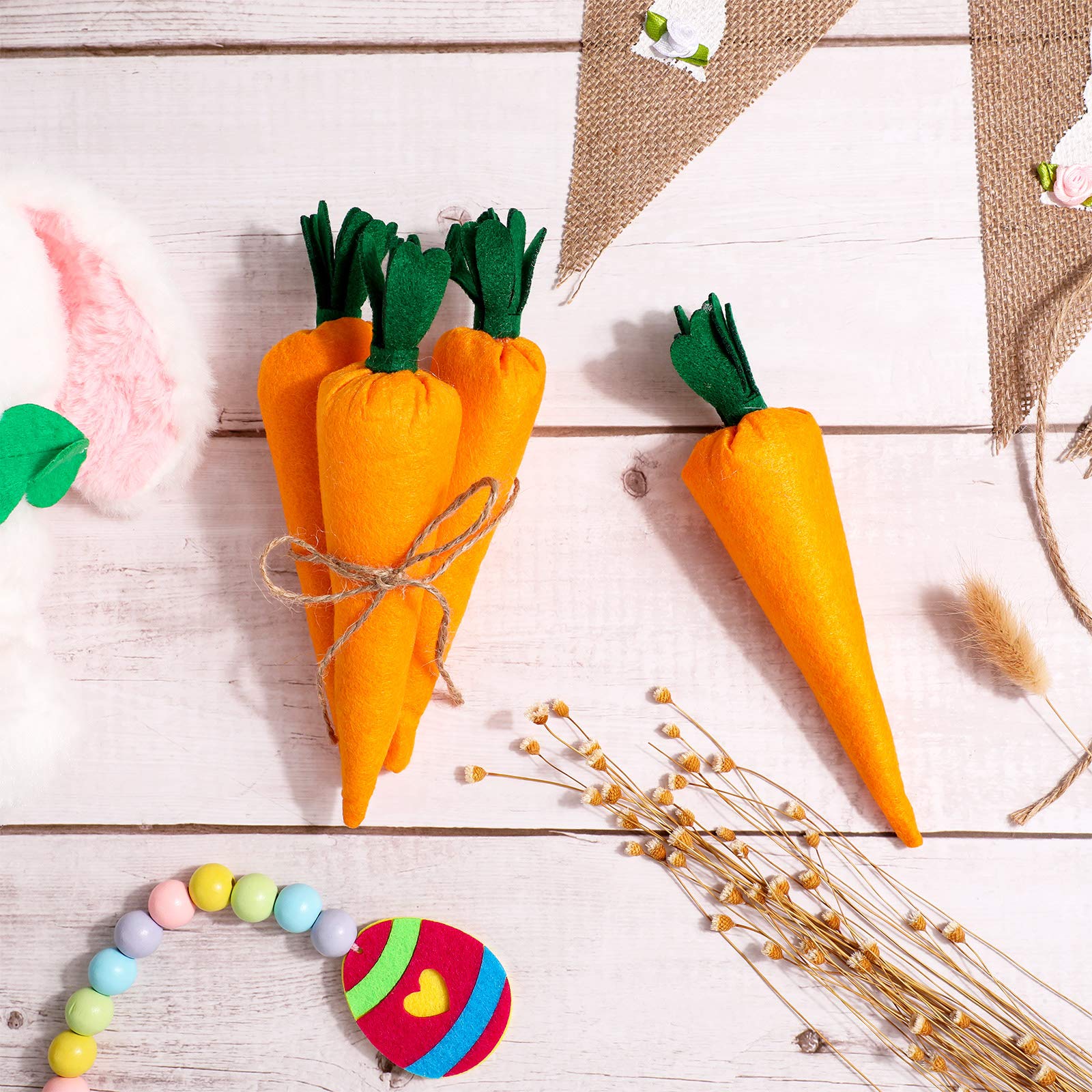 Skylety 4-Piece Easter Carrot Toy Set - Artificial Fabric Bunny Decor, Seasonal Vegetable Farmhouse Decorations, Non-Woven Farm Fresh Kitchen Tiered Tray Party Supplies (Yellow) - Perfect for Easter Home Decor, Spring Centerpieces & DIY Craft Projects