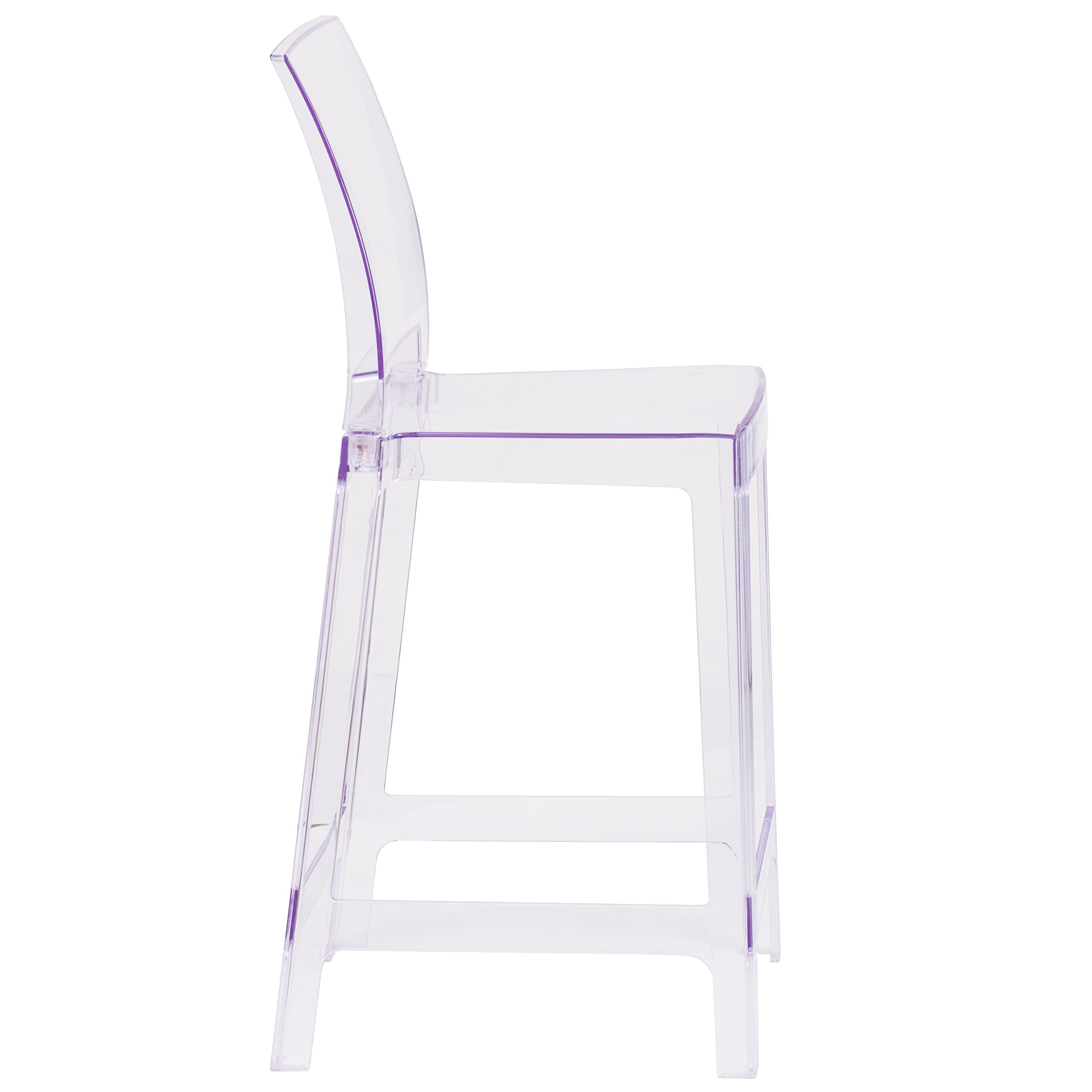 Transparent Crystal Ghost Counter Stool with Square Back - Modern Bar Stool for Kitchen Island, Dining Room, and Home Decor