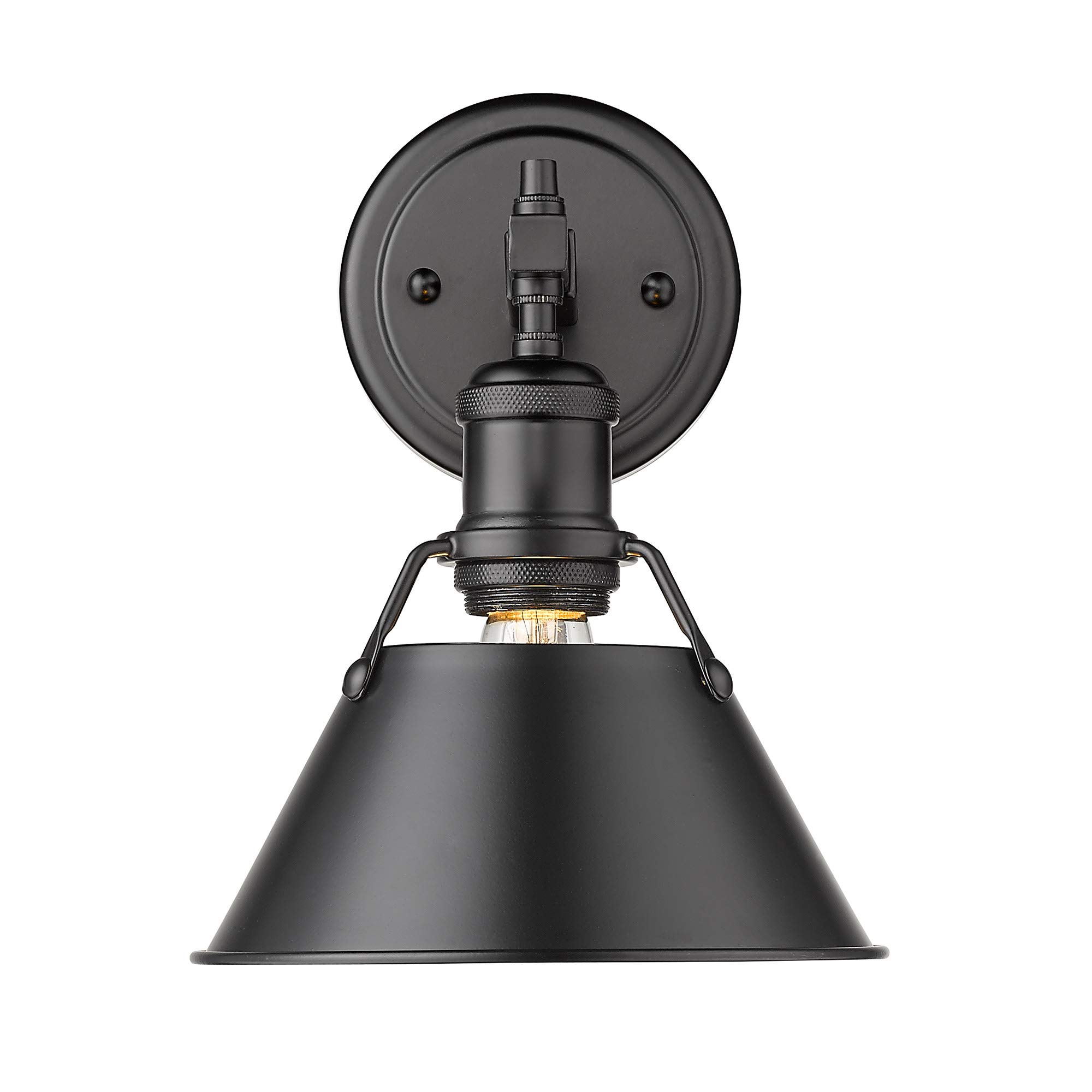 Golden Lighting - Orwell 1 Light Bath Vanity Fixture in Matte Black with Matching Shade - Modern Bathroom Vanity Lighting for Mirror, Sink & Makeup Area - Perfect for Home, Apartment & Hotel Renovations
