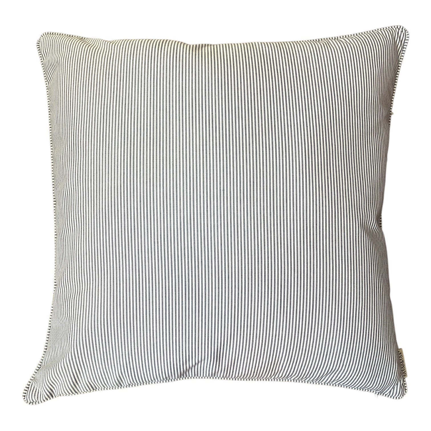 Grey Blue Stripe Decorative Throw Pillow Covers 55x55cm - Soft Cotton Square Cushion for Sofa, Bed, Living Room & Home Decor