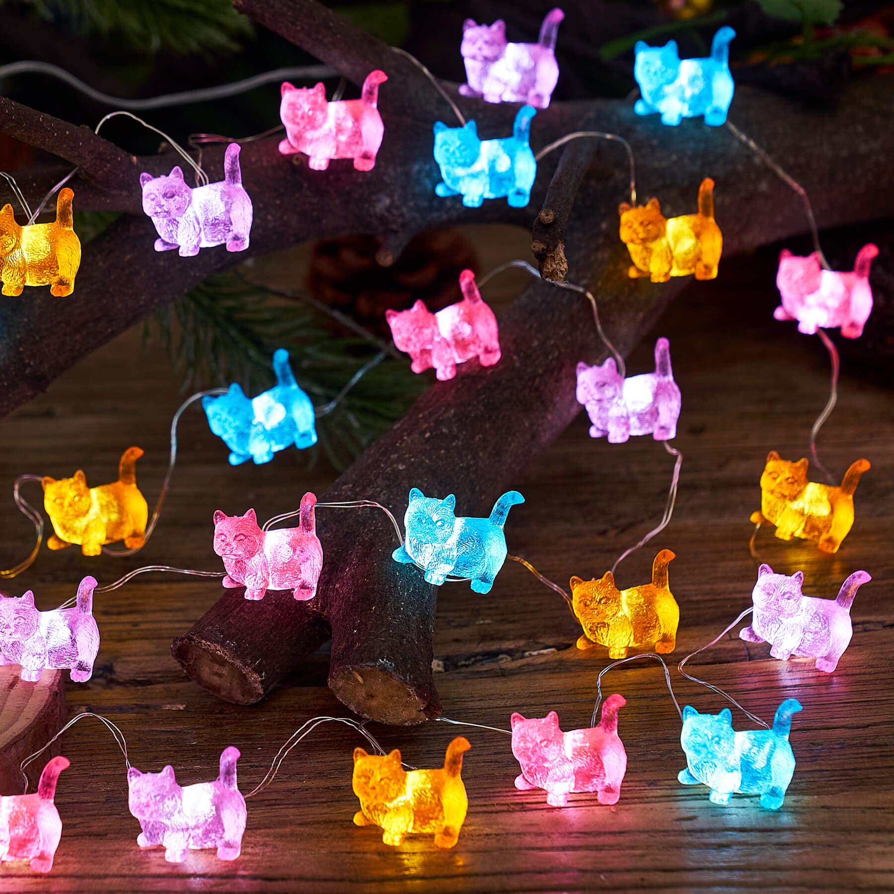 JASHIKA Cat String Lights - 10ft 30LED Battery Operated Decorative Fairy Lights for Bedroom, Wedding, Camping, Baby Shower & Party Decor | Cute Kitty Night Lights for Indoor Outdoor Use