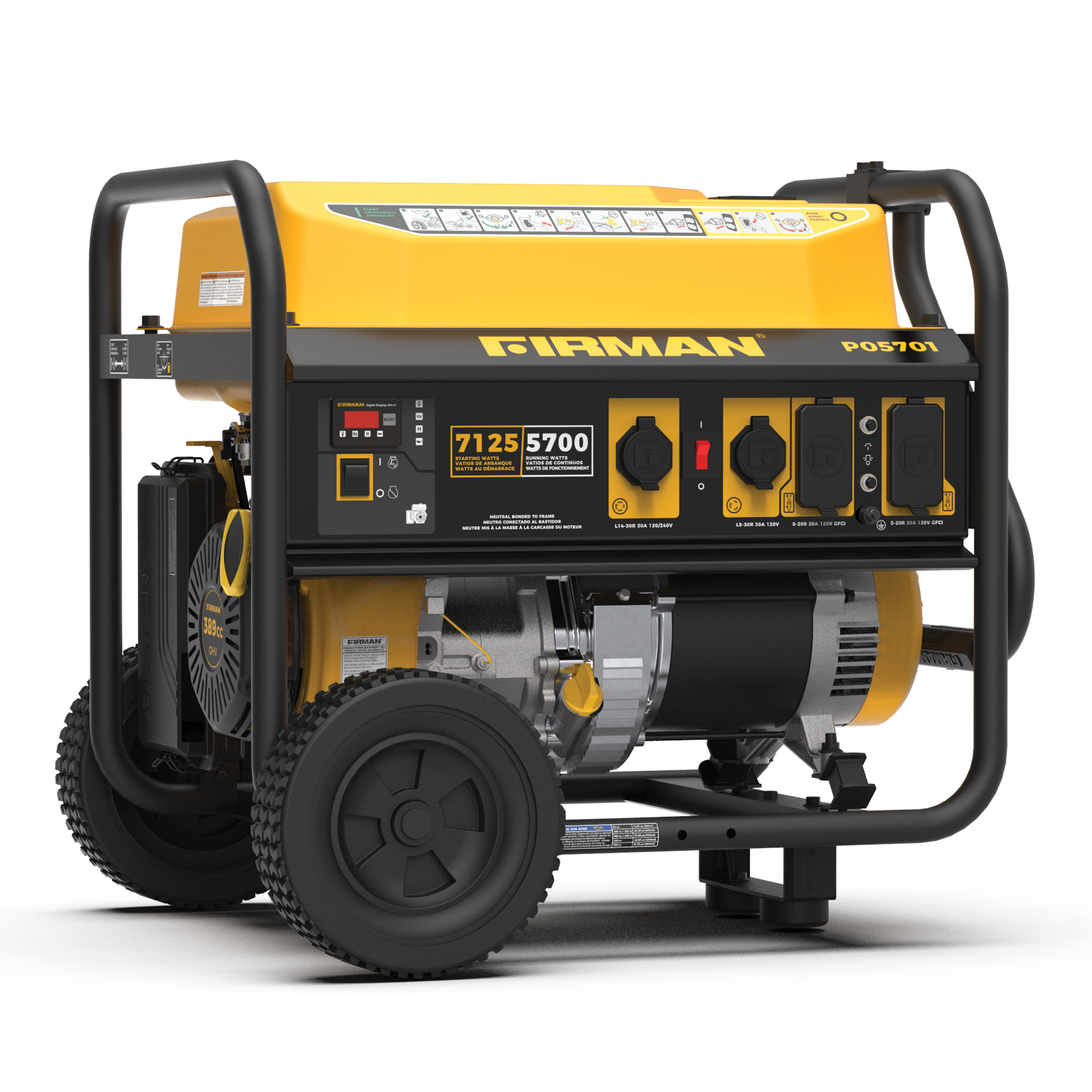 7125W Portable Gas Generator with Recoil Start - 120V/240V Dual Voltage for Camping, Home Backup & Outdoor Power