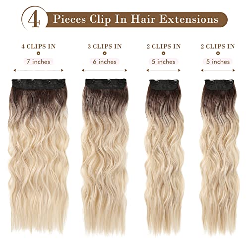 4PCS Clip-in Synthetic Hair Extensions - Long & Thick Hair Extensions for Women - Perfect for Parties, Weddings & Everyday Styling
