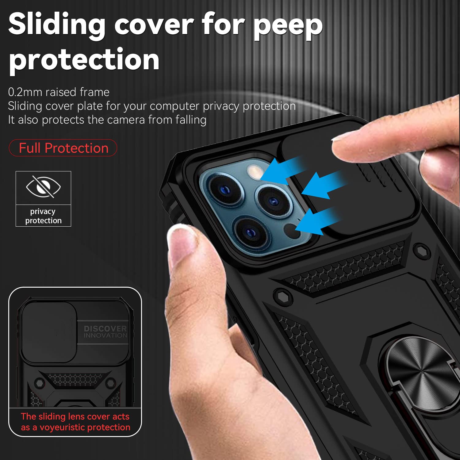 Premium Magnetic Ring Holder Kickstand Case for iPhone 12 Pro Max 6.7 Inch - Military Grade Drop Protection with Camera Lens Cover & HD Screen Protector (Black) | Perfect for Outdoor Adventures, Work & Daily Use