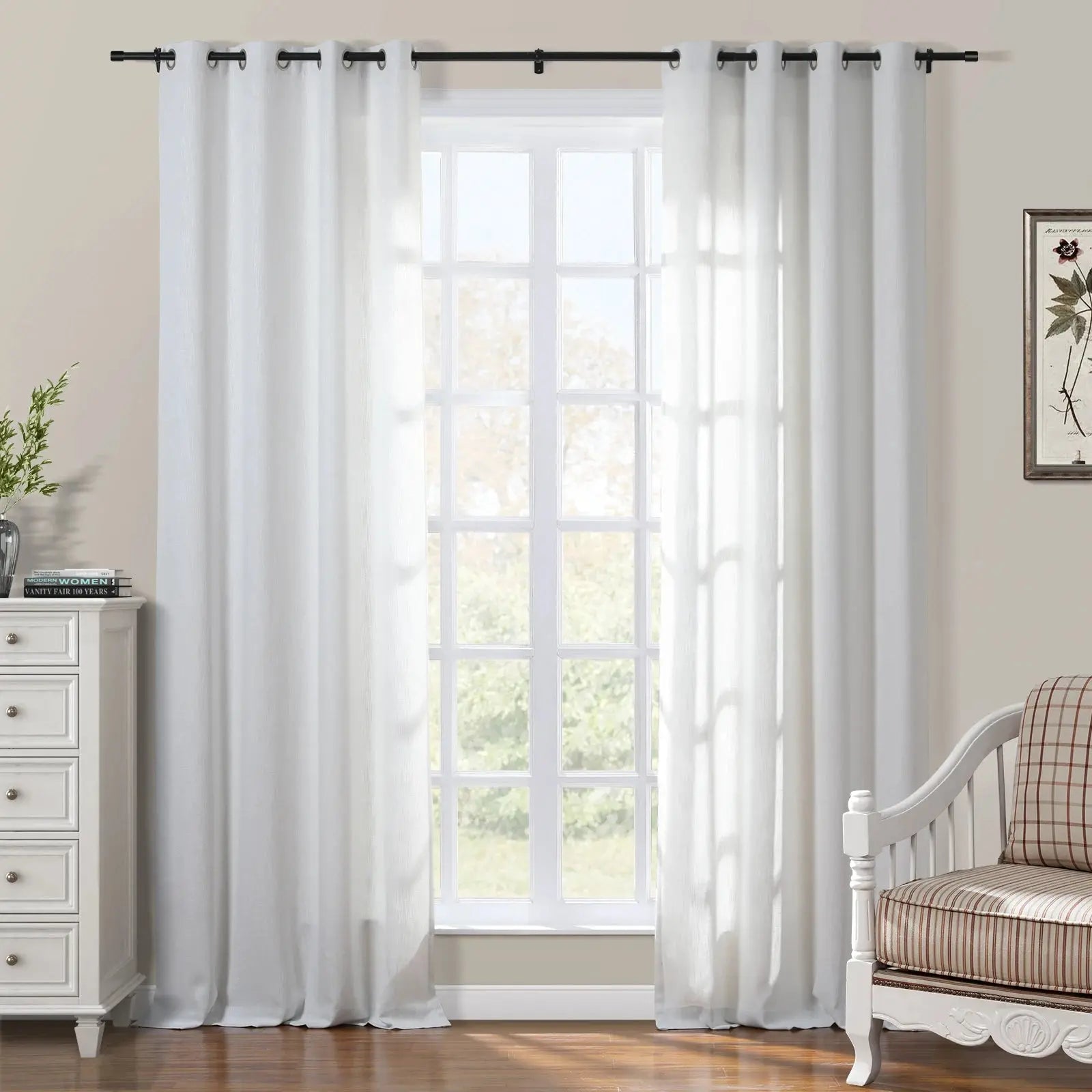 Stylish Sarai Textured Metallic Cotton Blend Grommet Curtains for Living Room & Bedroom - Elegant Window Treatment for Modern Home Decor