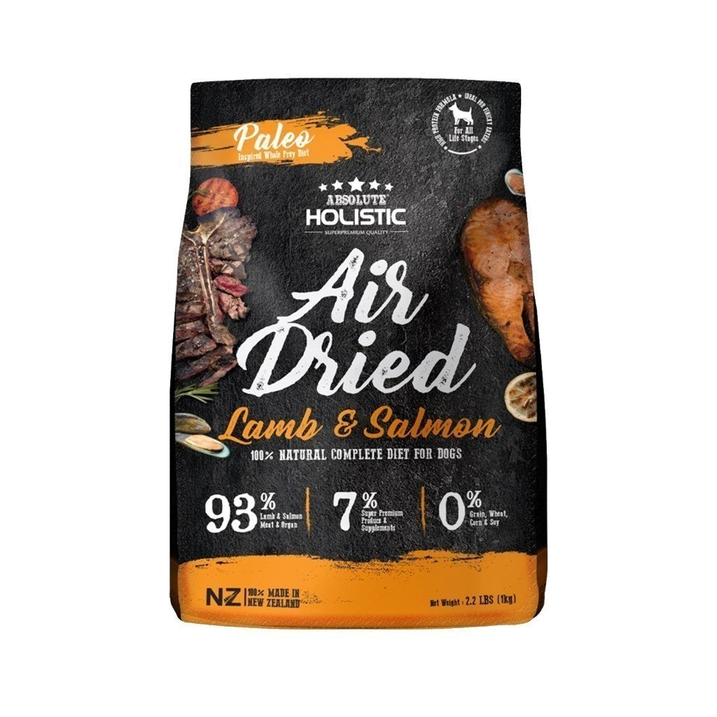 Absolute Holistic Air Dried Dog Food - 1kg Natural Grain-Free Recipe with Probiotics for Easy Digestion | Premium Nutrition for Small & Large Breeds | Perfect for Travel, Training & Daily Meals