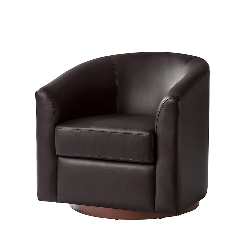 360 Degree Swivel Barrel Faux Leather Chair - Modern Accent Chair for Living Room, Office & Lounge - Comfortable PU Leather Recliner with Smooth Rotation