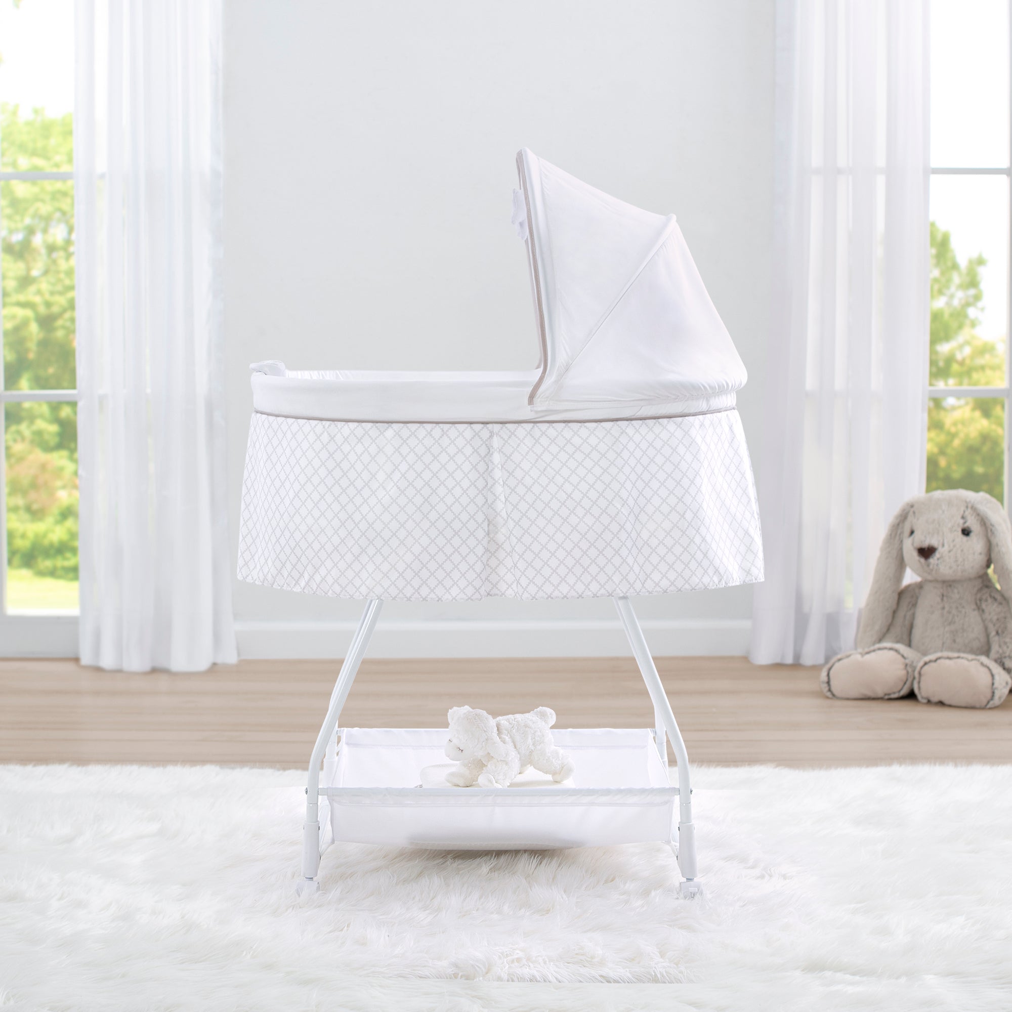 Premium Deluxe Soothing Dreams Bassinet - Ultra Soft Baby Crib with Gentle Rocking Motion & Night Light - Perfect for Nursery, Bedroom Co-Sleeping & Newborn Naptime